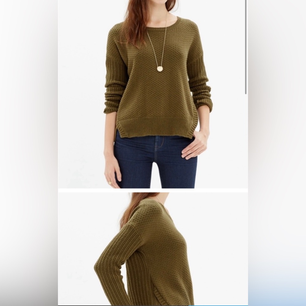 Madewell Texture Mix Crewneck Sweater Size large cream oatmeal tan cable XL